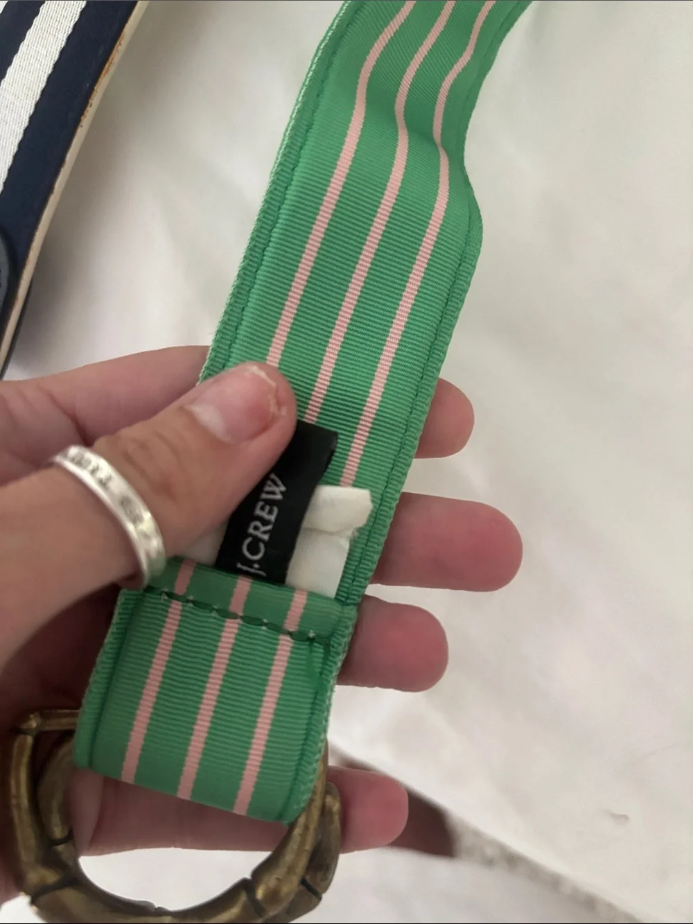 Jcrew 3 Striped Webbing Belts - Yellow, Green & Navy Trio size small/medium - Picture 6 of 7